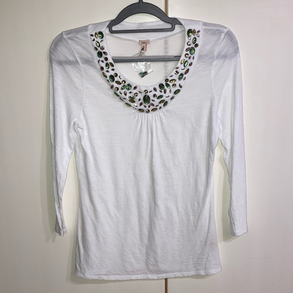 Reba size medium white 3/4 sleeve blouse - Picture 1 of 7